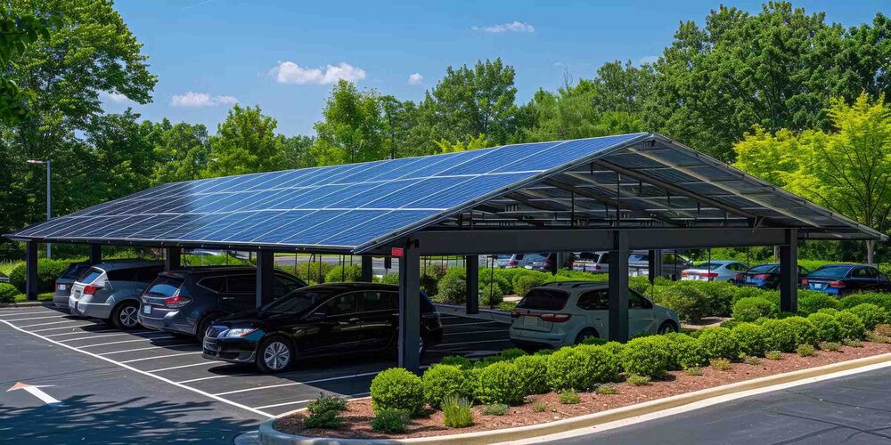 Solar-Carport mit Photovoltaik-Modulen als Dach